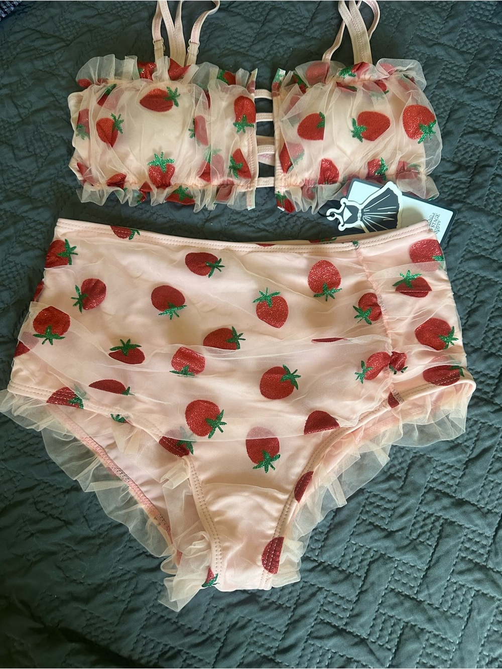 Pink Strawberry-Print swimsuit